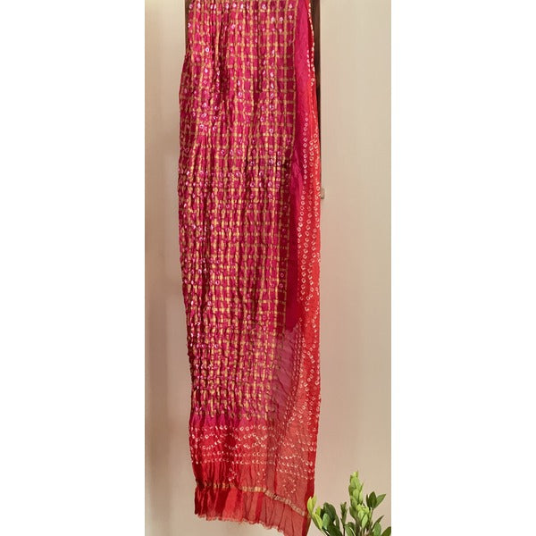 DUPATTA - BANDHINI -  FUSCHIA PINK