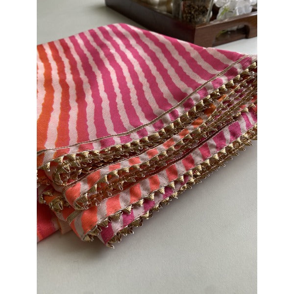 DUPATTA - LEHRIYA - PINK AND ORANGE