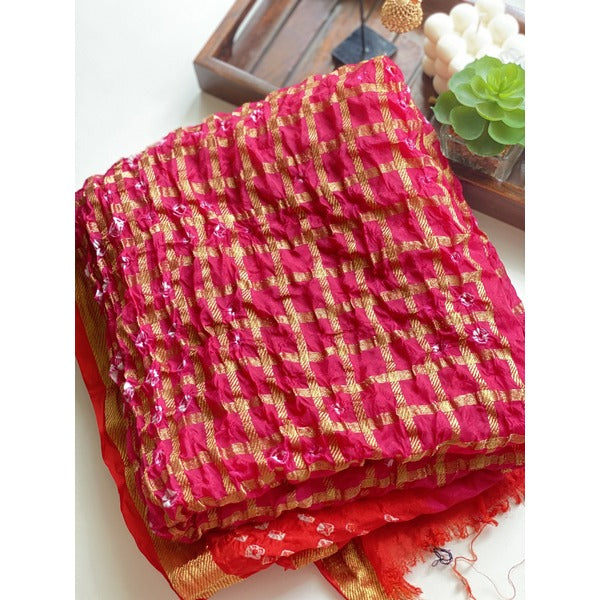 DUPATTA - BANDHINI -  FUSCHIA PINK