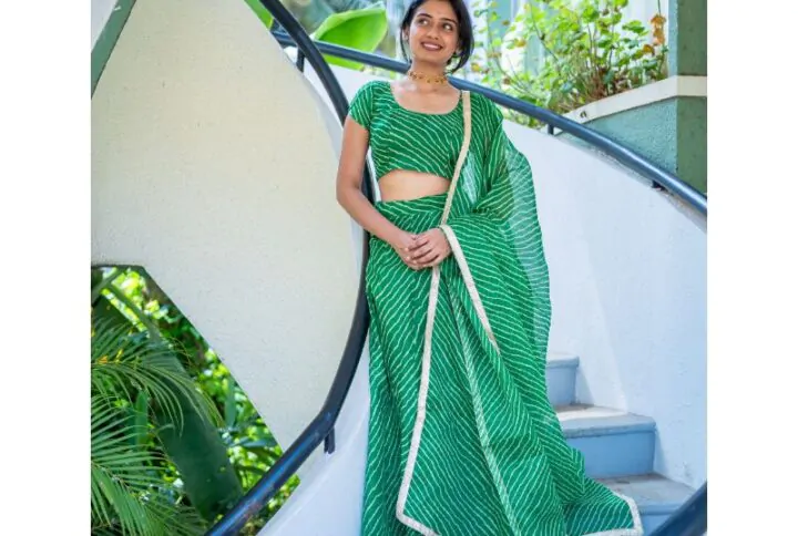 LEHRIYA, lehenga, green